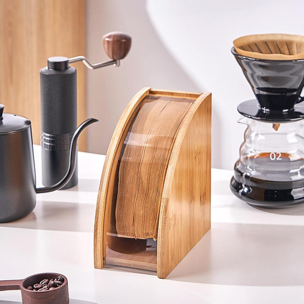 EINEY Coffee Filter Case with Lid Dustproof Coffee Paper Filter Storage Stand Case Waterproof Dustproof Coffee Paper Storage Space Saving for Home