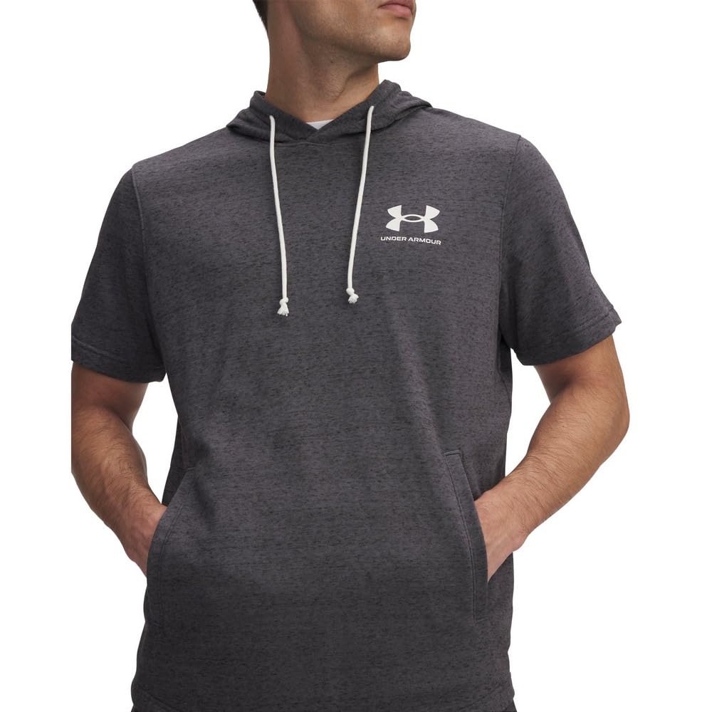 

Under Armour UA Rival Terry Left Chest Short Sleeve Hoodie Castle Rock Onyx Medium 1370396(025) White,