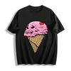 Totenkopf-Eistüten-Print Trendiges Cooles Grafik-T-Shirt Reines Baumwoll-T-Shirt