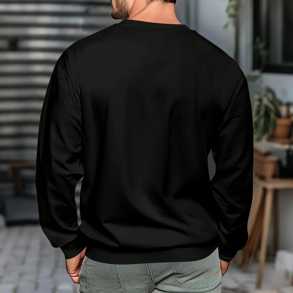 Men's Letter Printed Round Neck Long Sleeve Sweatshirt Casual Sports Top