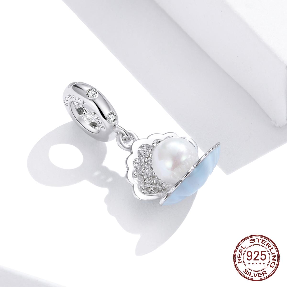 

925 стерлингового серебра жемчужина в раковине кулон шарм для оригинального серебряного браслета или ожерелья серебряные украшения