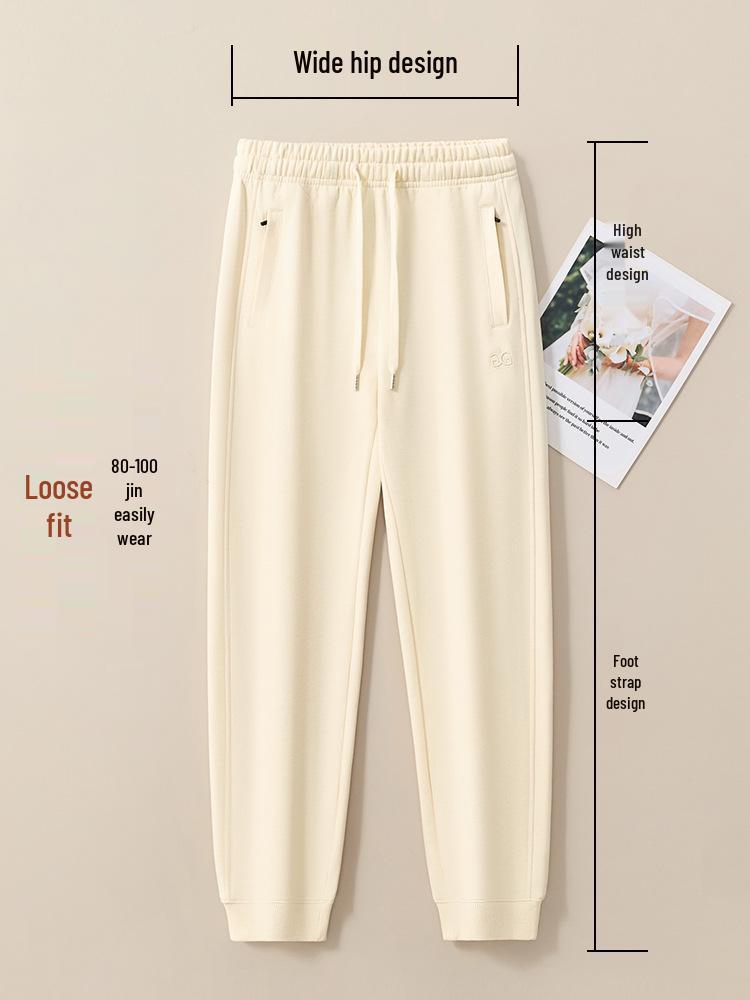 GAGN Women's Pure Cotton Thin Harem Sports Pants - Petite Spring/Autumn Straight-Leg Cuffed Sweatpants (2025)