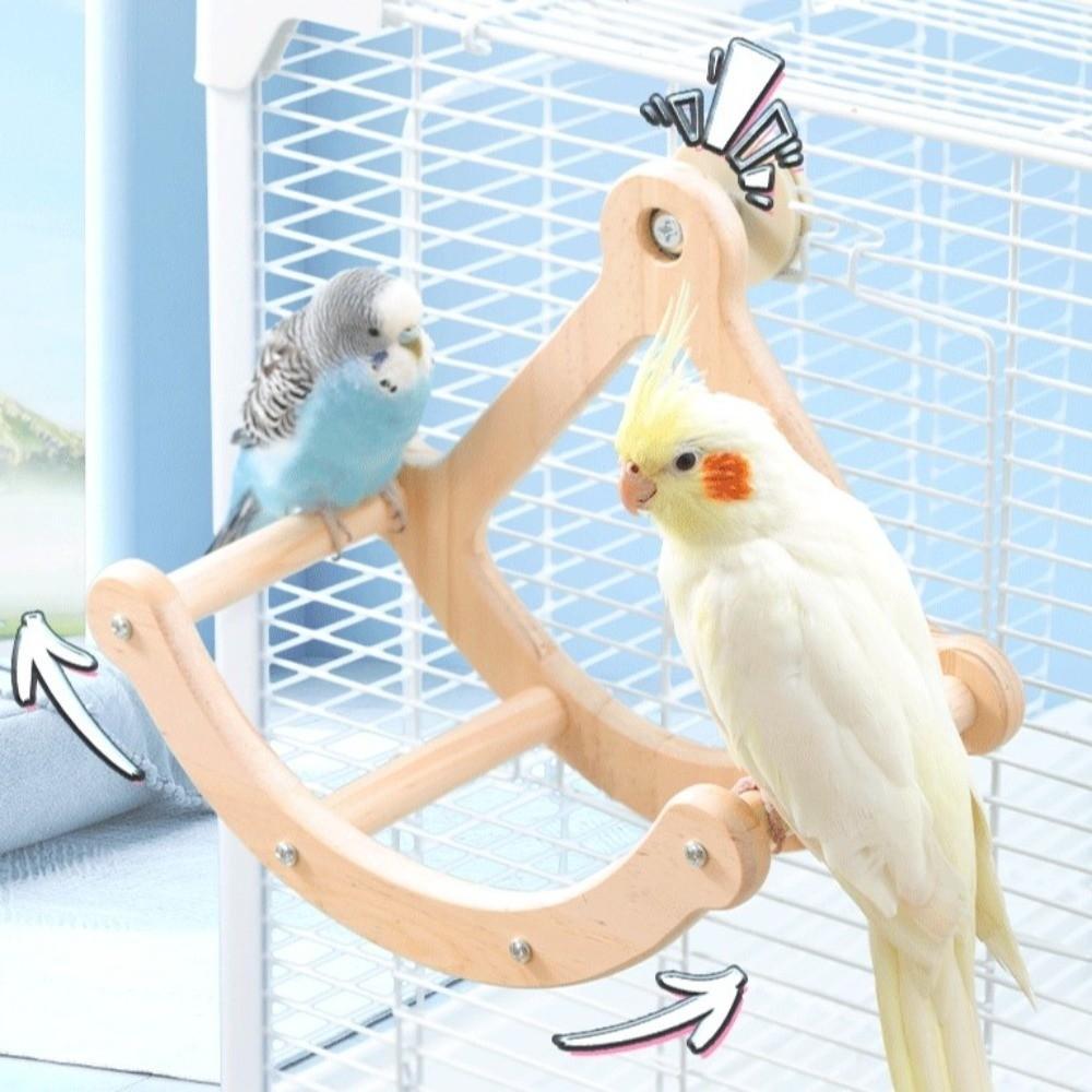 Bissfester Papageienständer Rad Holzschaukel Sitzstange Papageien Trainingsrad Sitzstange Training