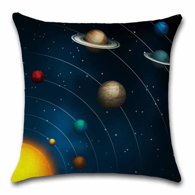 45x45cm Sistemul Solar Opt Planete Cadou Copii Față de Pernă din Poliester Imprimat Ornare Scaun, Sofa, Decor Acasă Față de Pernă