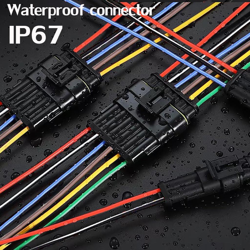 2 Pin Connector Waterproof,2Pin Way Car Electrical Connector With Wire 16AWG Marine For Car,Truck,Boat,Motorcycle And Other Wire Connections.
