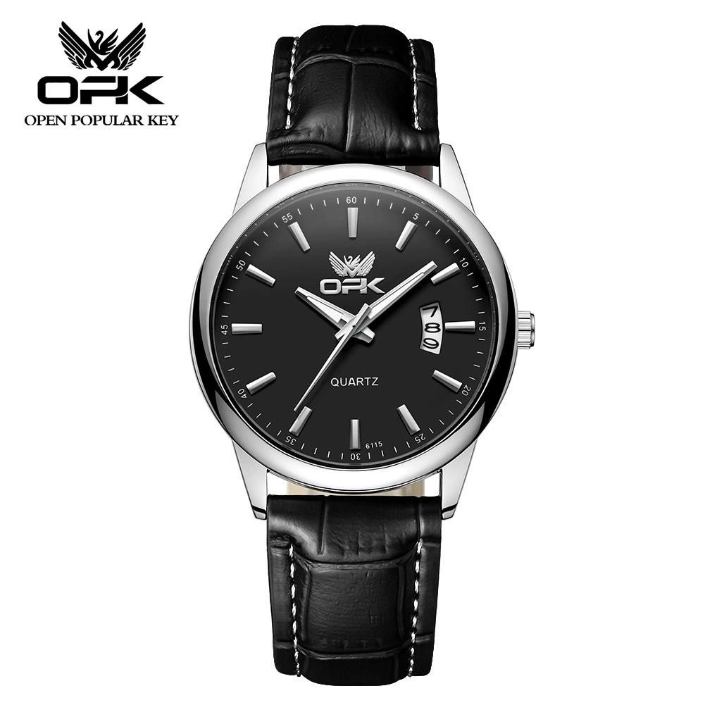 OPK 6010 Men's Quartz Watch Steel  Chain Calendar Display With Luminous Waterproof Oval Case Minimalist Watches Men