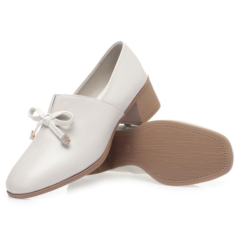 

Модные туфли AIYUQI Женские из натуральной кожи 2025 Осень Новые Толстый каблук Большой размер Женская повседневная обувь Квадратный носок Женские офисные туфли 35 бежевый