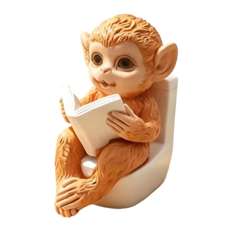 Monkey Figurine with Distinct Animal Character and Textured Form, Display Accent for Studies, Bedrooms, Desks, and Shelves