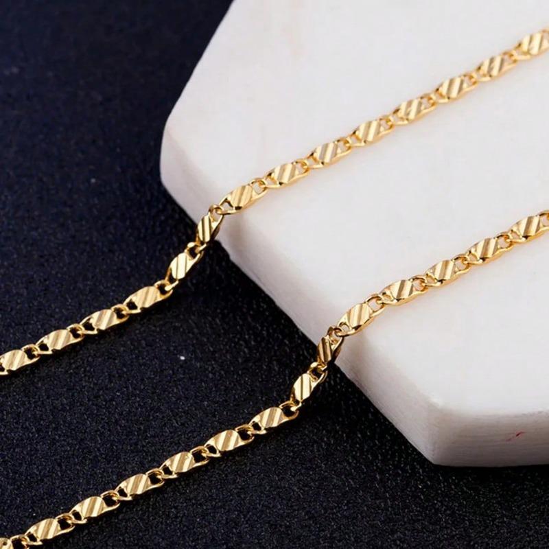 Exquisite Fashion 18K Gold Filled Necklace For Women Men Size 16-30 Inch Chain Necklaces Versatile Elegant And Perfect Fashion Jewelry Gift