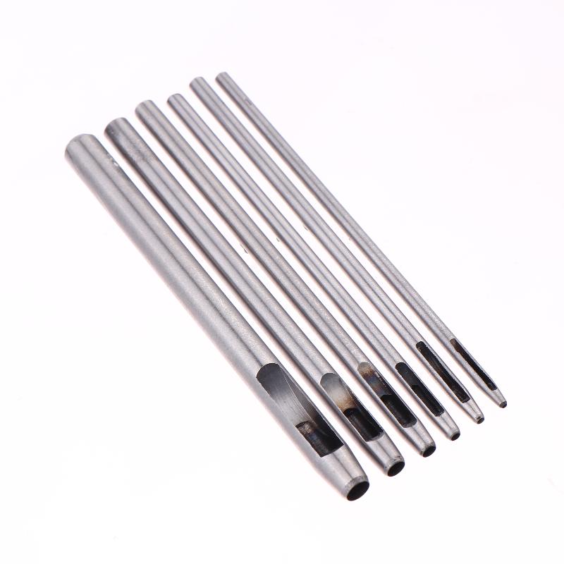 6Pcs Hollow Punch Set Round Hole Punch Tool Kit Steel Leather Craft Working For Watch Band Fabric Plastic Gasket Belt