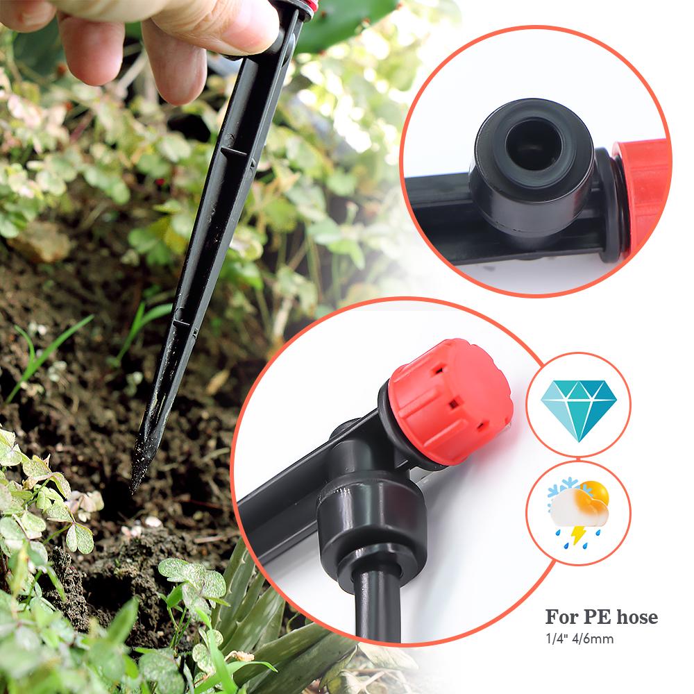 13cm 8-hole Sprinkler W/ Stake Adjustable 0-80L/H Dripper 1/4″ Quick Connector Garden Irrigation Lawn Large Area Plants Watering