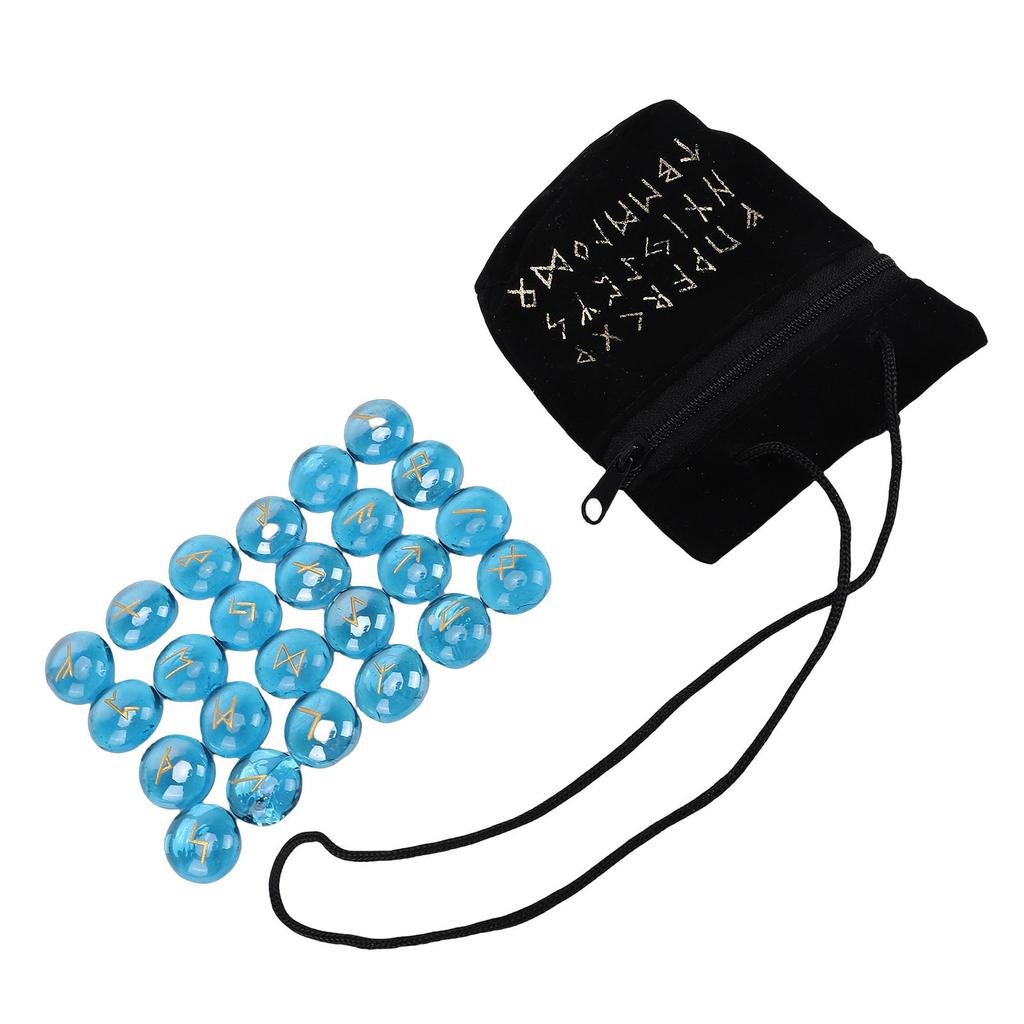 Set di 25 Pietre Runico Cristalline con Scritta Dorata Rune Incise per Decorazione Casa Meditazione Yoga