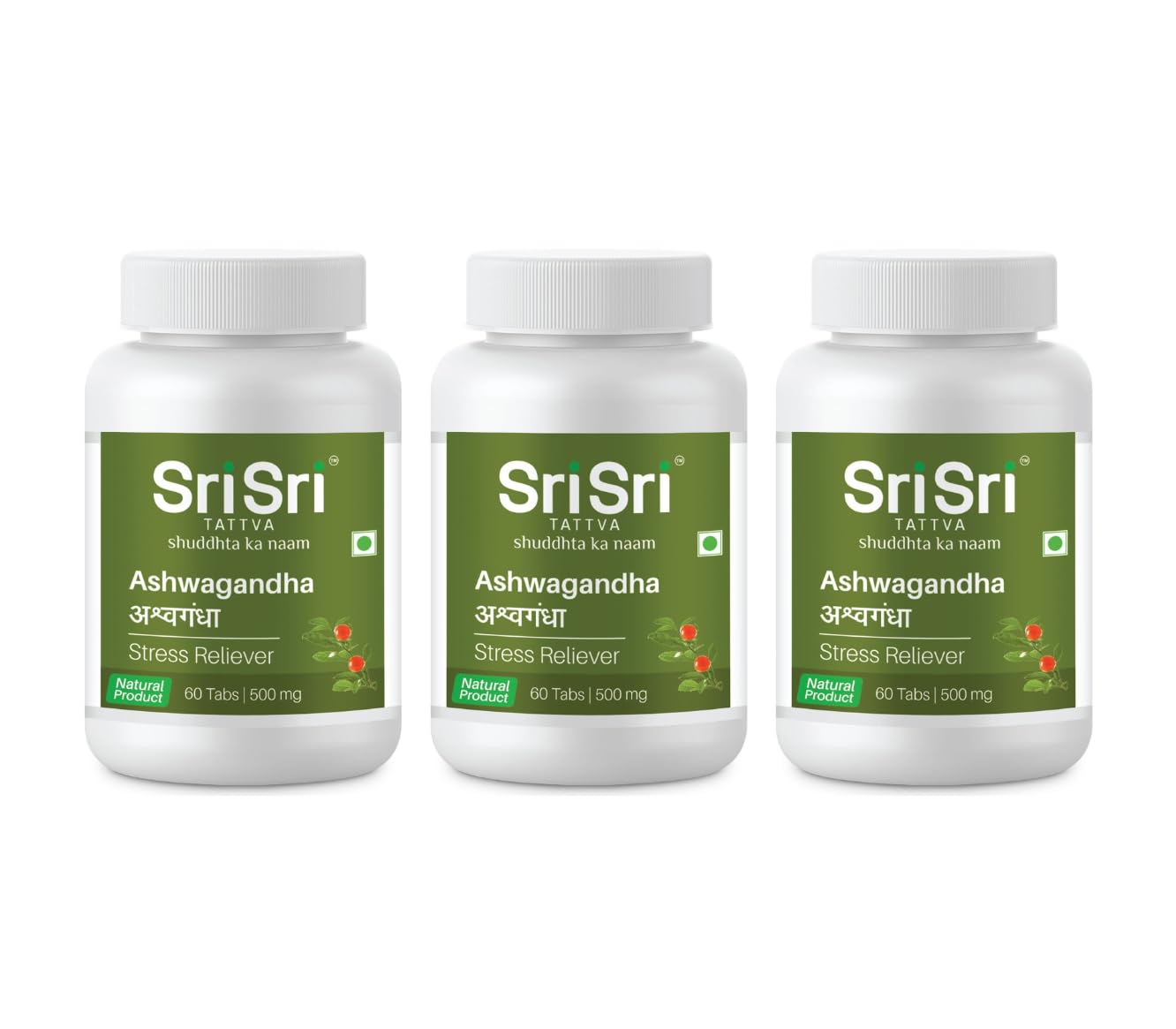 

Sri Sri Tattva Ashwagandha 60 Tablets 500 mg Herbal Wellness Supplement For Daily Vitality Focus Balance Pack Of 3