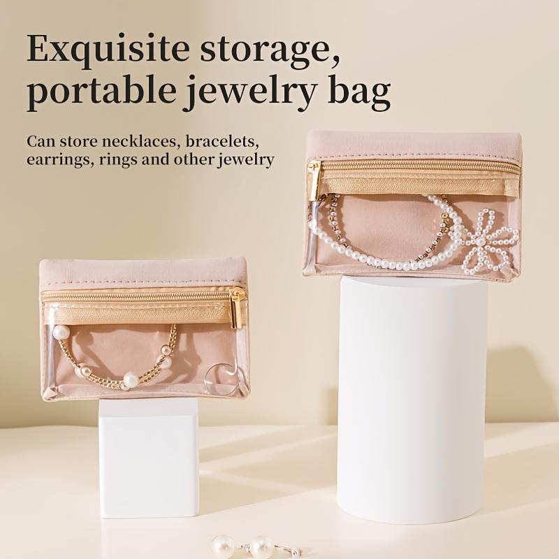 1PC Portable Clear Travel Jewelry Pouch Bag with Zipper,Mini Jewelry Storage for Rings Bracelets Earrings Necklaces Jewelry