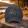 Awareness Ribbon Heartbeat Baseball Cap Washed Cotton Adjustable Adult Outdoor Golf Cap