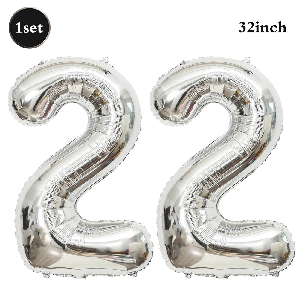 32inch Silver Number Foil Balloons Large Digit 0-9 Helium Globos Happy Birthday Party Decor Wedding Anniversary Graduation 2026