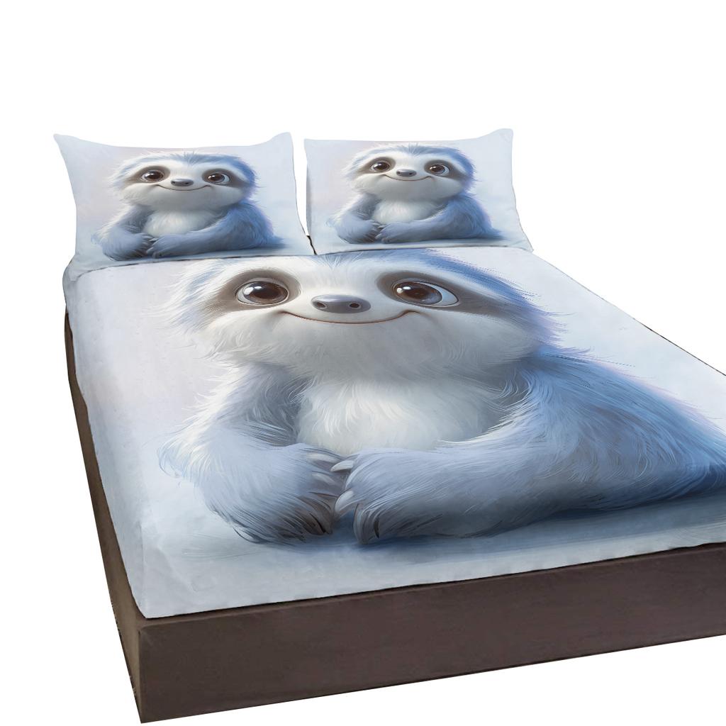 Lachender Otter Muster 3-teiliges Bettwäscheset mit zwei Kissenbezügen, geeignet für Schlafzimmer und Wohnzimmer (Tier, Kindertag)3-Stück