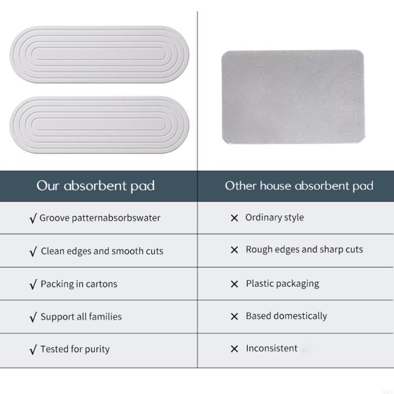 2pcs Practical Diatomite Sink Tray Set for Quick Drying and Moisture Absorption X3UC