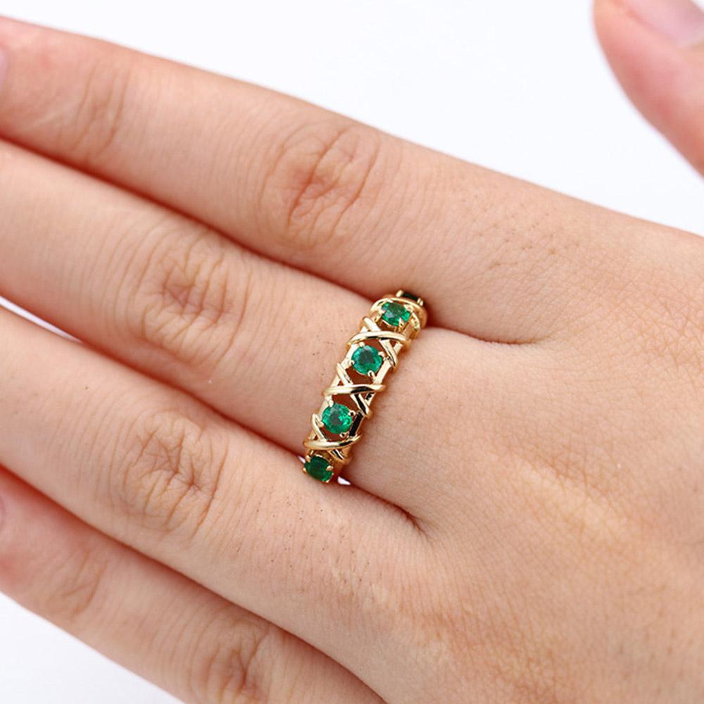 Nuovi Anelli Romantici Delicati Per Donna Cristallo Verde Zirconia Cubica Colore Oro Matrimonio Fidanzamento Anello da Donna Gioielli di Moda