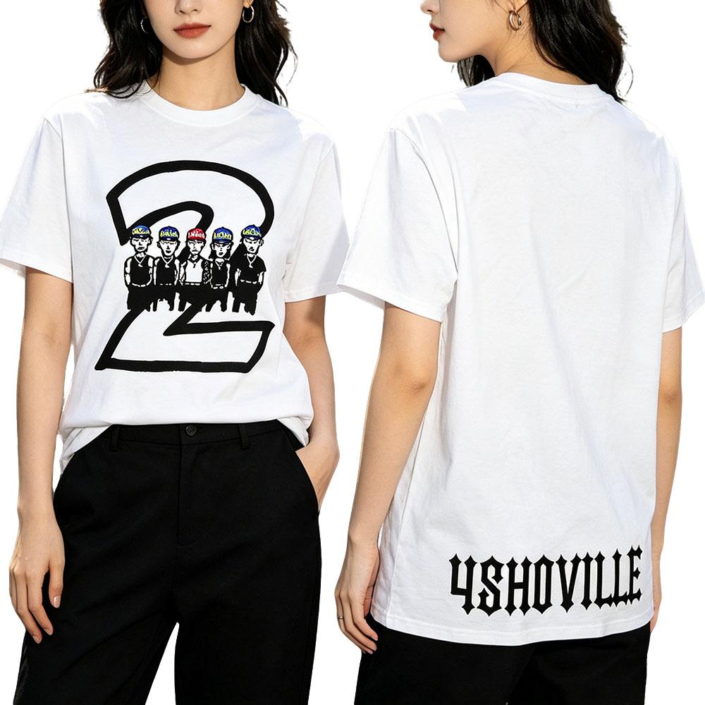 LNGSHOTT 4SHOBOIZ Vol. 2 4SHOVILLE Tee Korean Band Design Print T-shirt Short Sleeve Cotton Women Men Tshirts Summer Unisex Top