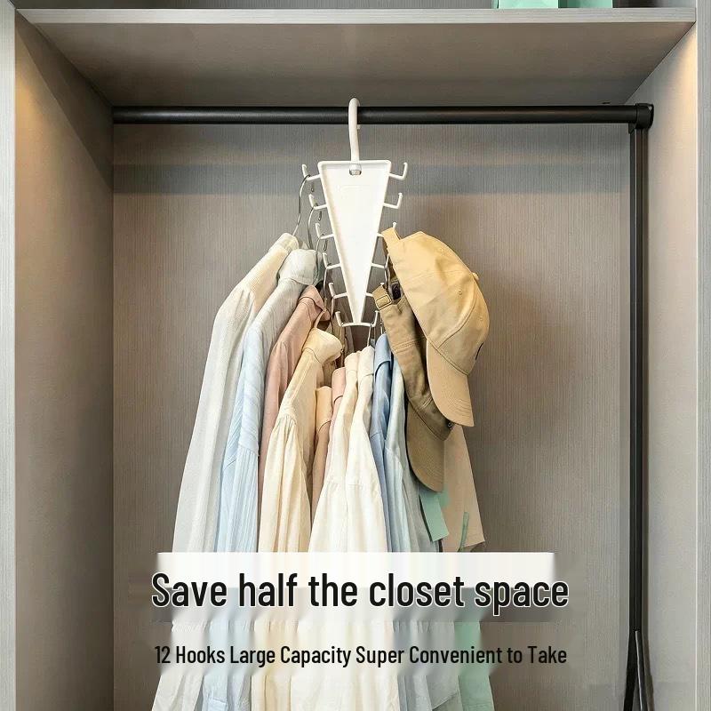 V-Shaped Double-Sided Multi-Hook Hanger: Space-Saving, Stackable Clothes and Hat Storage Rack
