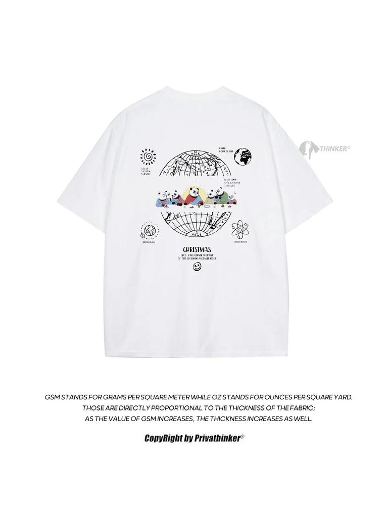 Panda Earth Men Graphic T-shirts Fashion Brand Cotton Male Tees Casual Summer Hip Hop Clothing Streetwear O-neck Loose Tops