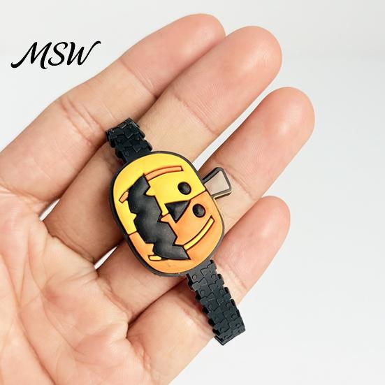Adjustable Wristbands for Children 8 Pcs Halloween Bracelets, Soft PVC Wrist Straps Kids Adults, Black Cat Cartoon Pumpkin Witch Trick or Treat