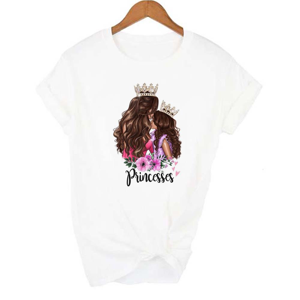 Super Mama Mom Of Girls Mommys Girl T Shirt Women Mothers Love Mom Life White Pink
