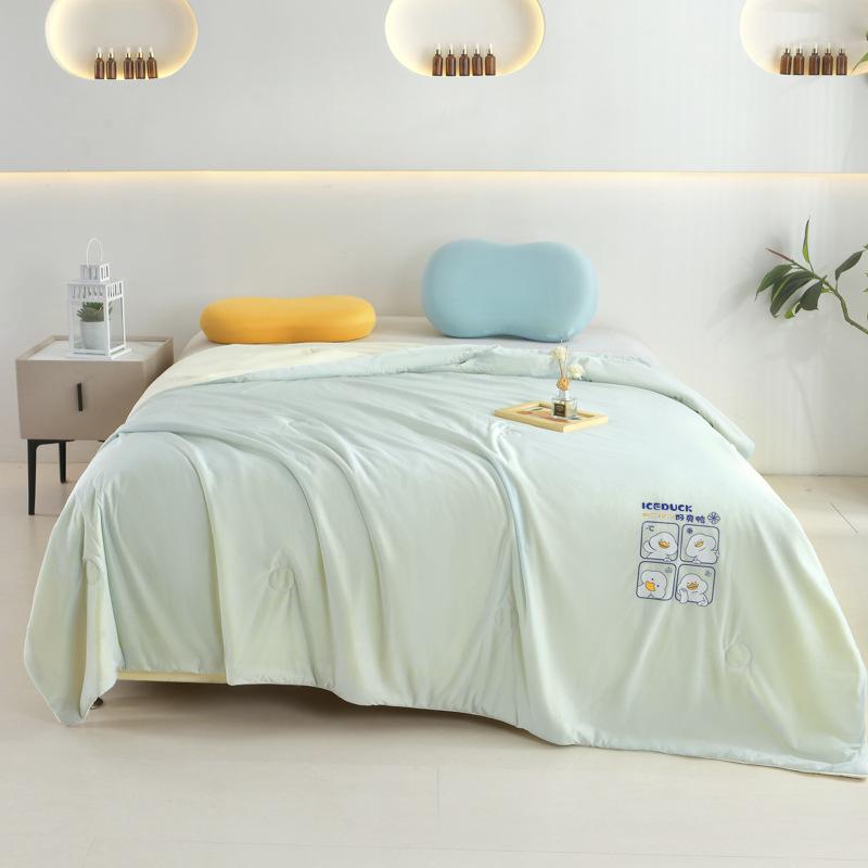 2026 New Summer Ice Silk Air Conditioning Quilt Set: Lightweight, Machine Washable, Available for Single & Double Beds