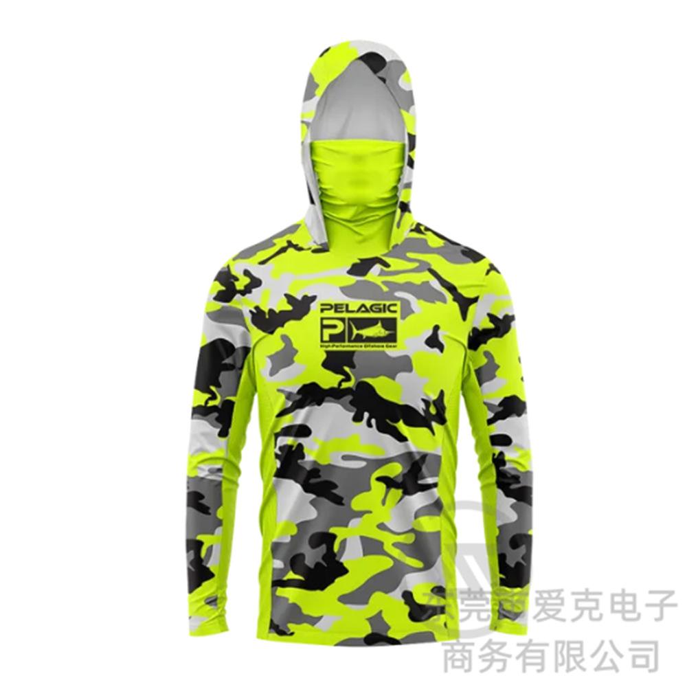 Pelagic fishing suit summer outdoor sunscreen suit camouflage fishing suit cover Luya hooded fishing shirt quick drying