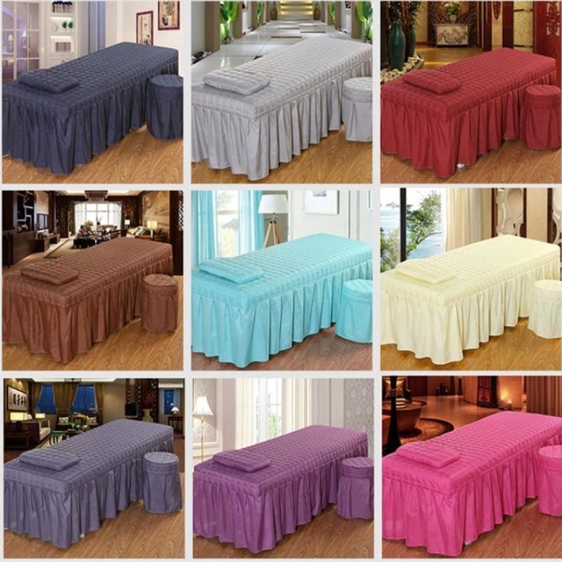 Square Head Quilted Thicken Beauty Salon Lash Massage Table Bed Skirt Mattress Cover SPA Treatment with Face Breath Hole Sheet