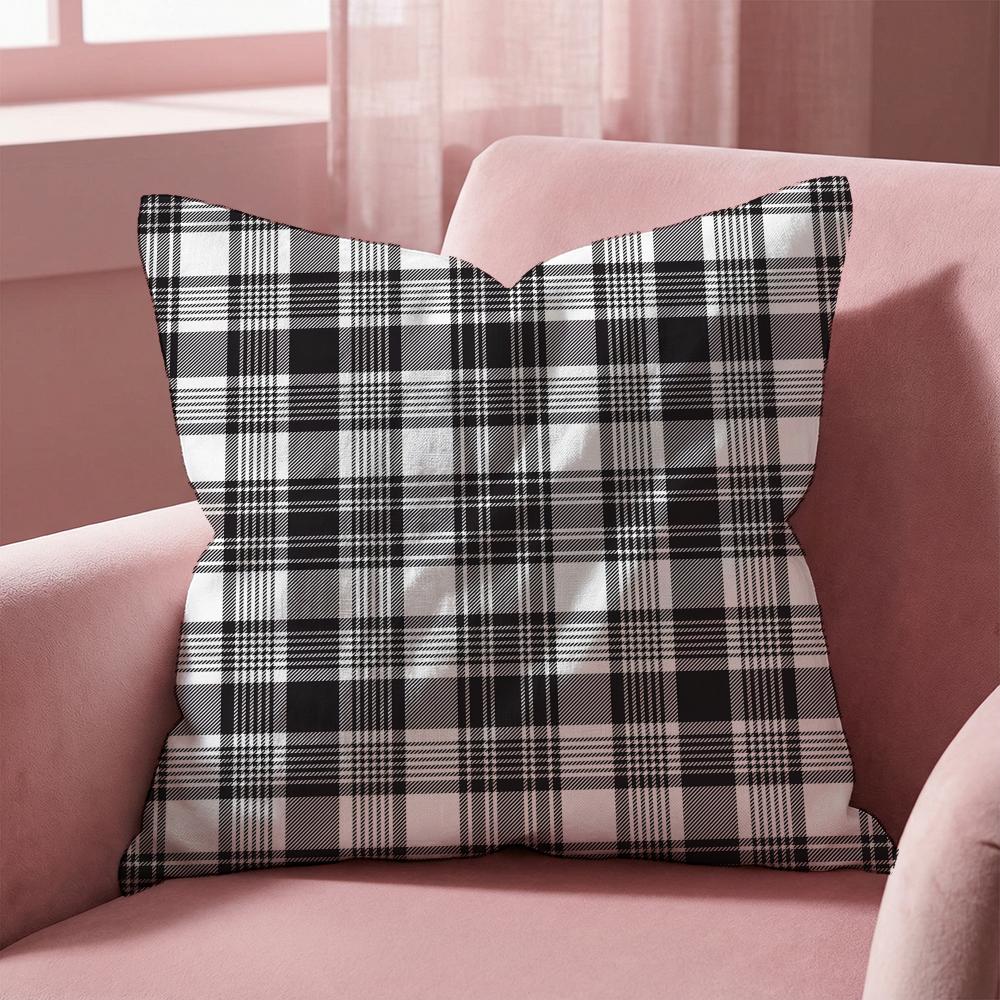 Checkered Pattern Cushion Cover MultiScene Pillow Cover for Home Car Reversible Soft Durable for Daily Use