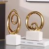 Gold Plated Endless Chain Abstract Artwork Ceramic Statue Desk Decoration Ornaments Chain Sculpture Room Aesthetics Decor