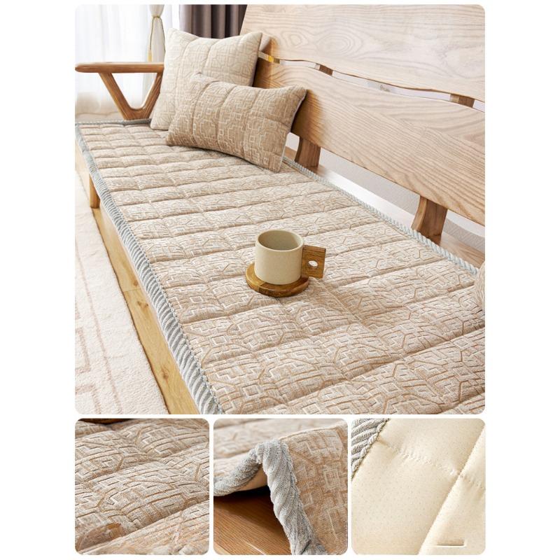 Chenille Sofa Cushion Autumn and Winter Solid Wood Cushion Non-slip Cover High-grade Mahogany Sofa Cover