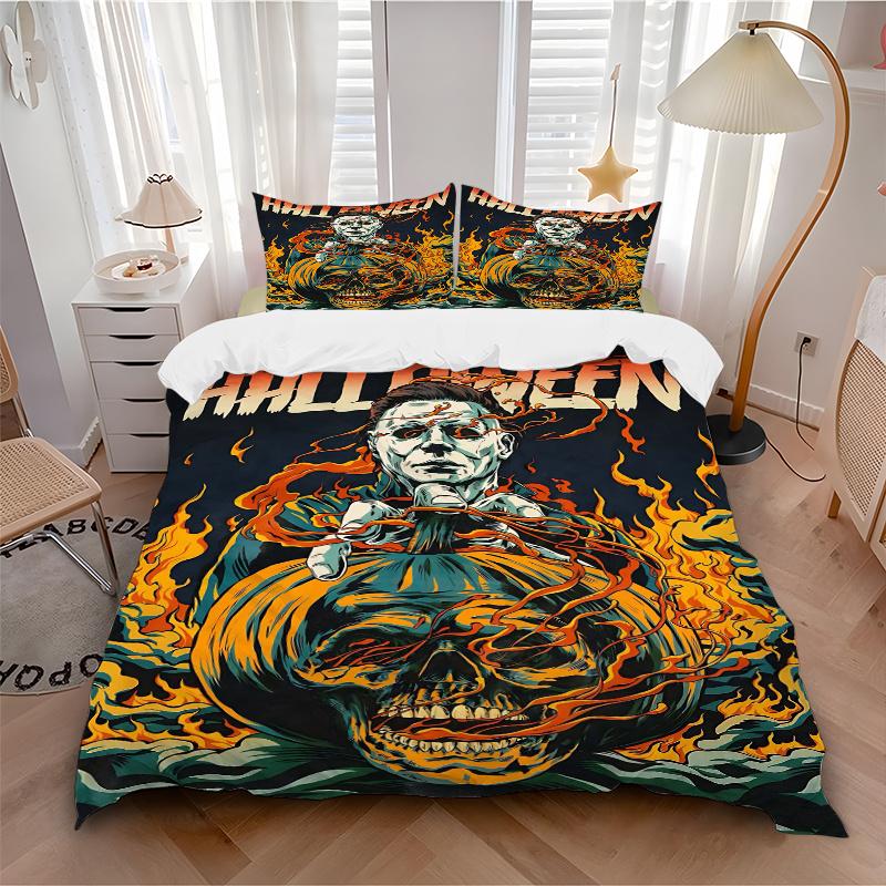 3pcs Halloween Horror Printed Bedding Set, Soft and Comfortable Quilt Cover for Bedroom, Guest Room .H045