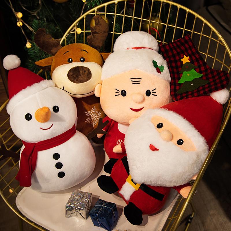 Christmas Reindeer Santa Claus Snowman Plush Doll With Soft Short Plush For Holiday Decor And Gift Giving
