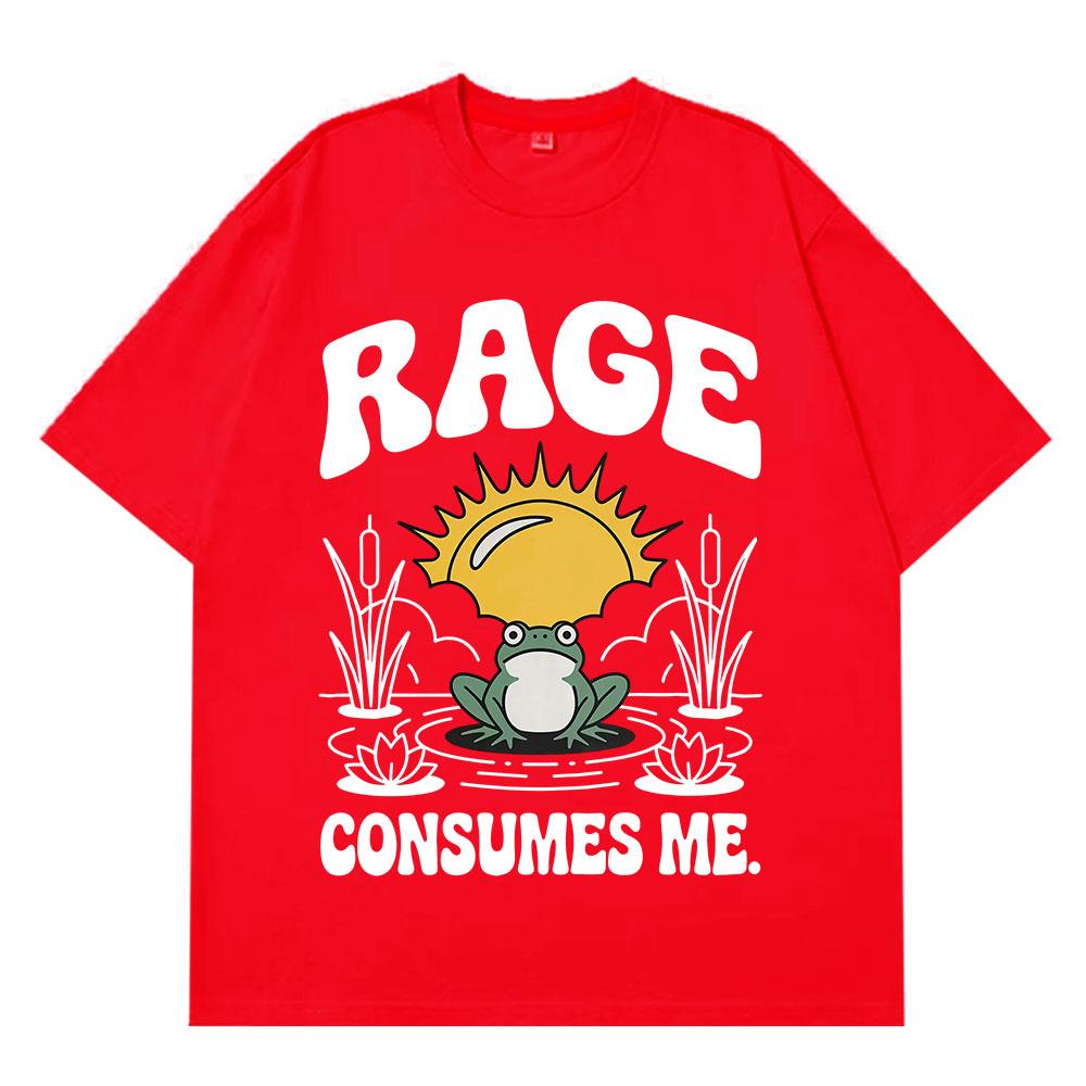Funny Rage Consumes Me Frog Pond Vintage Style 90s Graphic Men Women Harajuku Tees Summer Fashion Casual Cotton Hiphop Tshirts S