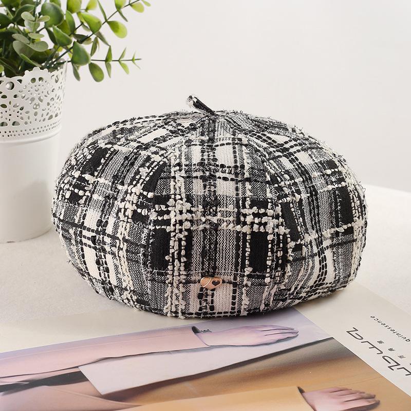 

Винтажный клетчатый берет — классический британский стиль, теплая шерстяная подкладка, дышащая восьмиугольная кепка для женщин — идеально подходит для осени и зимы ONE SIZE