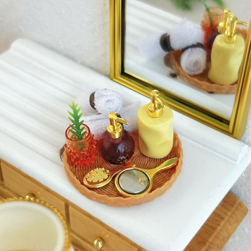 Creative Miniature Bathroom Toiletries Set Resin Figure Doll House Accessories With Fine Detail For Scene Decoration