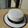 Holiday Straw Hat Women's New Casual Webbing Flat Top Hat Versatile Sunscreen Visor
