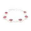 Pulseira Feita à Mão em Prata de Lei 925 com Gema de Turmalina Rosa Joia para Mulheres RB-9-19