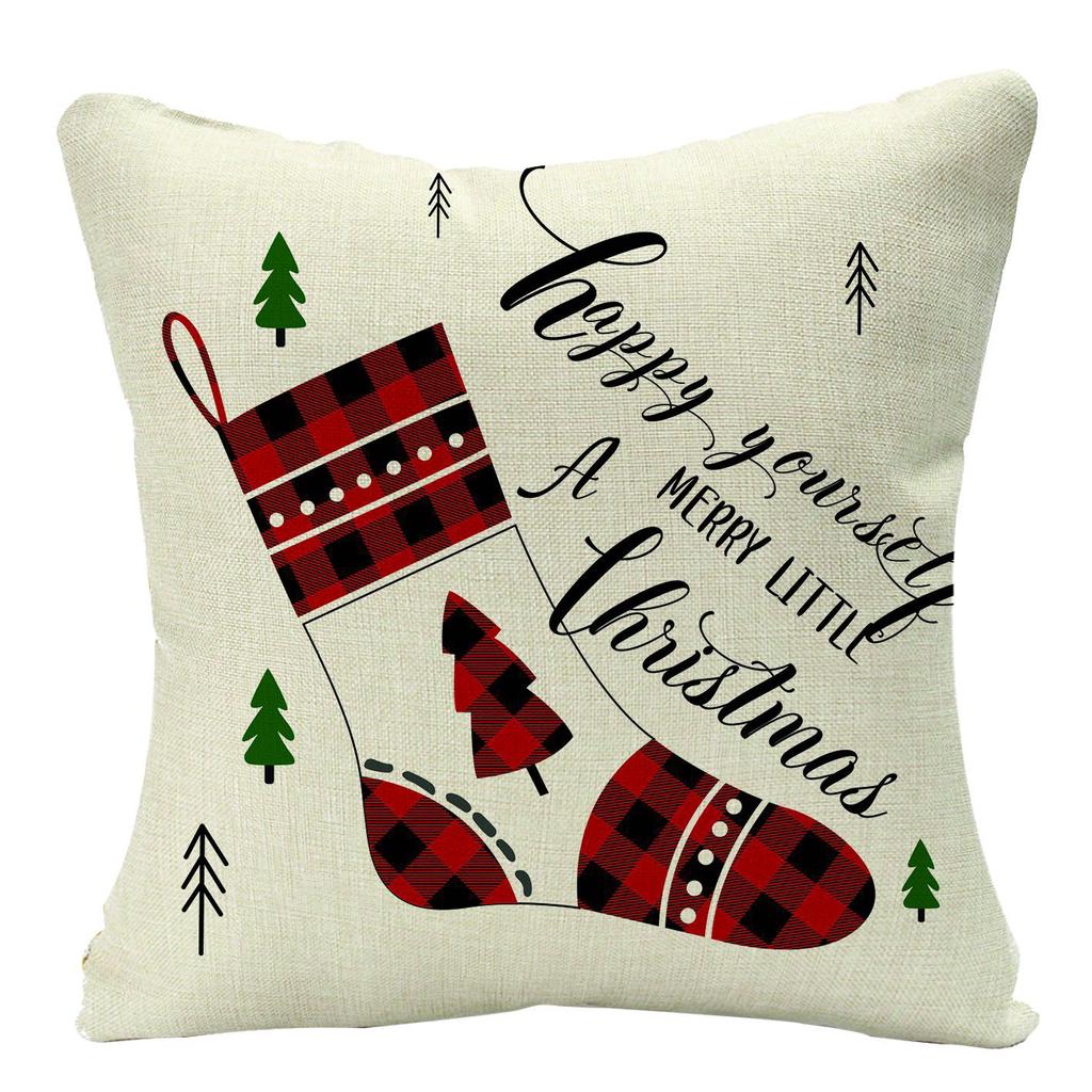 New Christmas Pillow, Linen Waist Pillow Case, Festive Home Sofa Decoration Pillow Cushion Cover