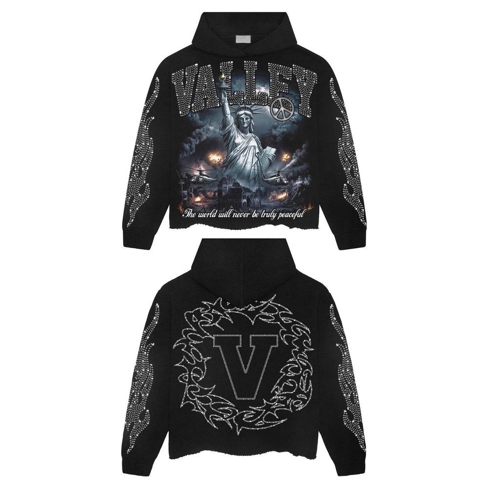 Direct sales of the new VALLEY printed sweater without pockets hoodie to map the top