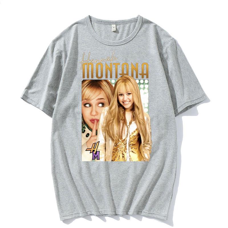 Hannah Montana Retro 90er T-Shirt Miley Cyrus Rap Hip Hop Punk Stil T-Shirt Unisex Damen Sommer Hochwertiges T-Shirt Streetwear