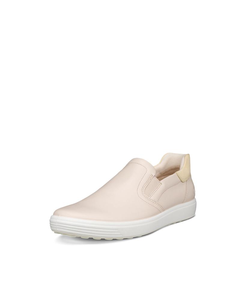 ECCO Soft 7 Casual Sneakers, Genuine Leather, Women's Casual Slip-On Sneakers, Limestone/Straw, Size 24.0 Cm, 3E