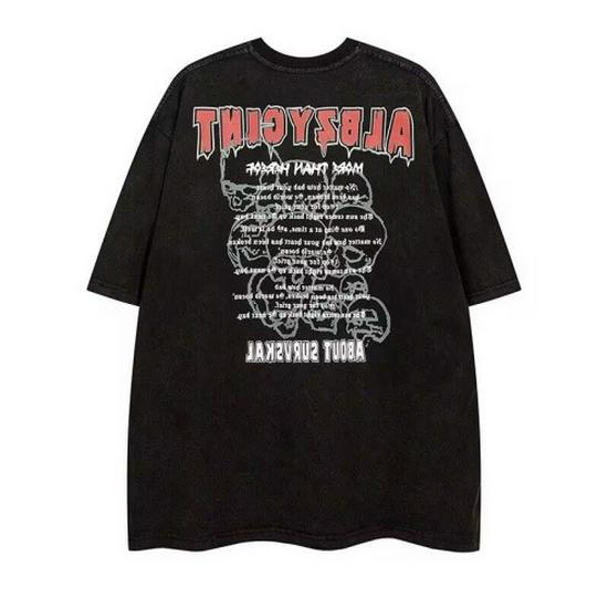 

Ретро американская футболка унисекс оверсайз с потертостями и черепом XL промывают черный