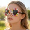 2026 Neue Gänseblümchen Sonnenbrille Runde Gläser Floral Verziert Mode Brille Für Sommerpartys Geburtstagsgeschenk KJ216