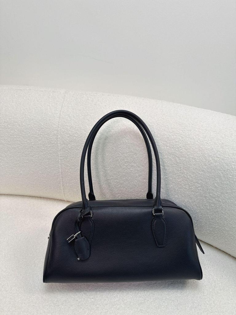 2026 Premium Cowhide Row Series Bowling Handbag, Large Capacity Commuting Shoulder Bag