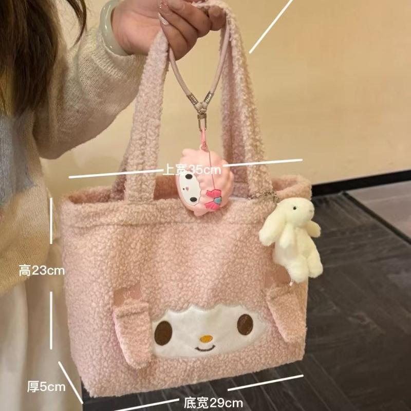 Cute Soft Versatile Large Capacity Plush Shoulder Bag Female New Cartoon My Sweet Piano Handbag Cartoon Bag Plush Messenger Bag