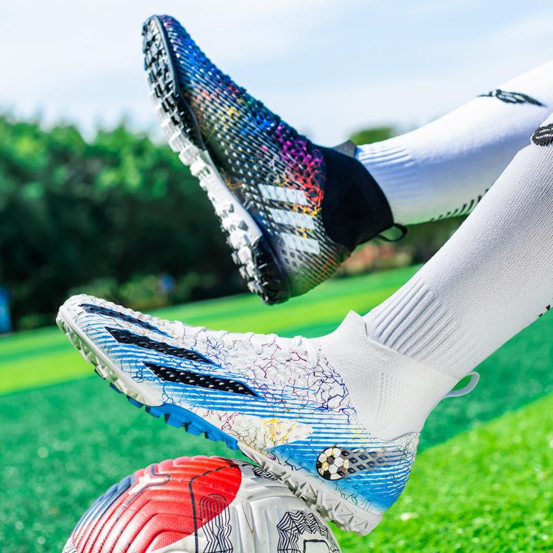 2025 Football Shoes High-top Boys and Children with Broken Nails and Spikes, Youth and Students Competition Artificial Turf Training Shoes